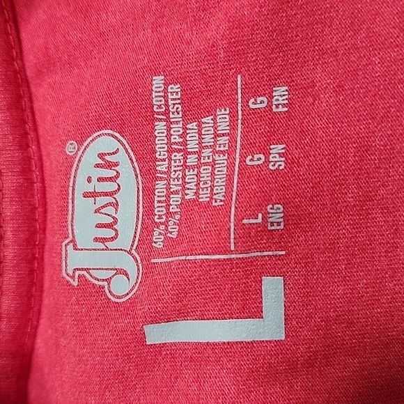 Justin Boots Size L Red "O Cactus Tree" Christmas Graphic T Shirt Exc. Used Cond - Picture 8 of 8